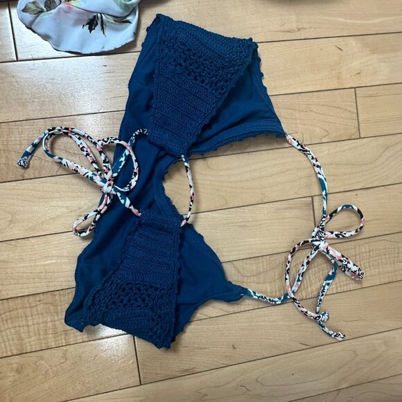 Size Large 2 Piece Swimsuit Sexy Tie Front Lace up Retro Bikini Sets Bundle - Picture 12 of 14